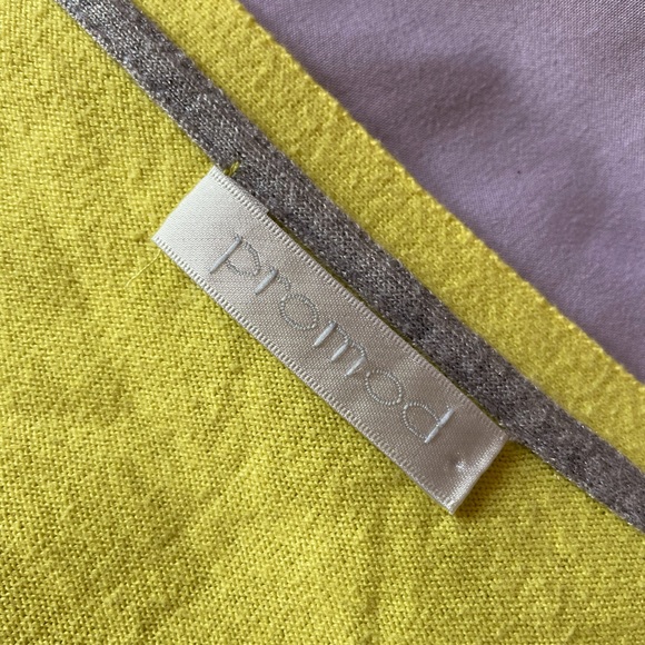 Promod v-neck cardigan w/ 2 pockets 3/4 bell sleeves buttons cream yellow W Sm - Picture 11 of 11